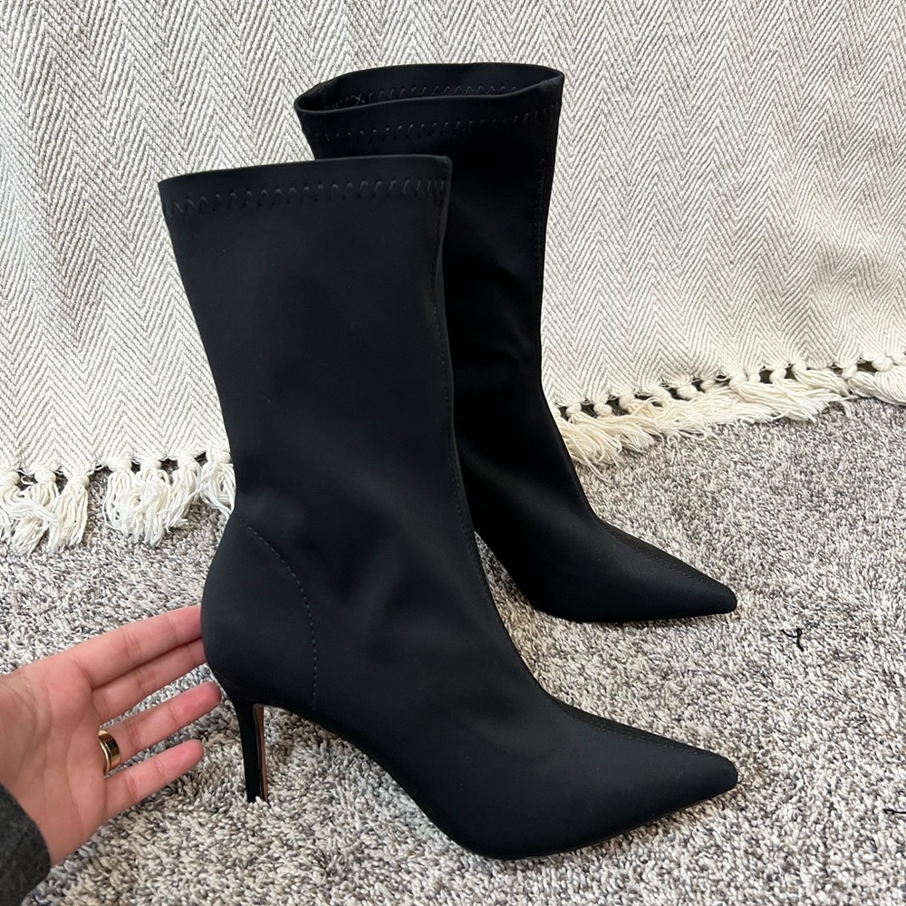 Black Bootie Stiletto Sock Bootie - image 1